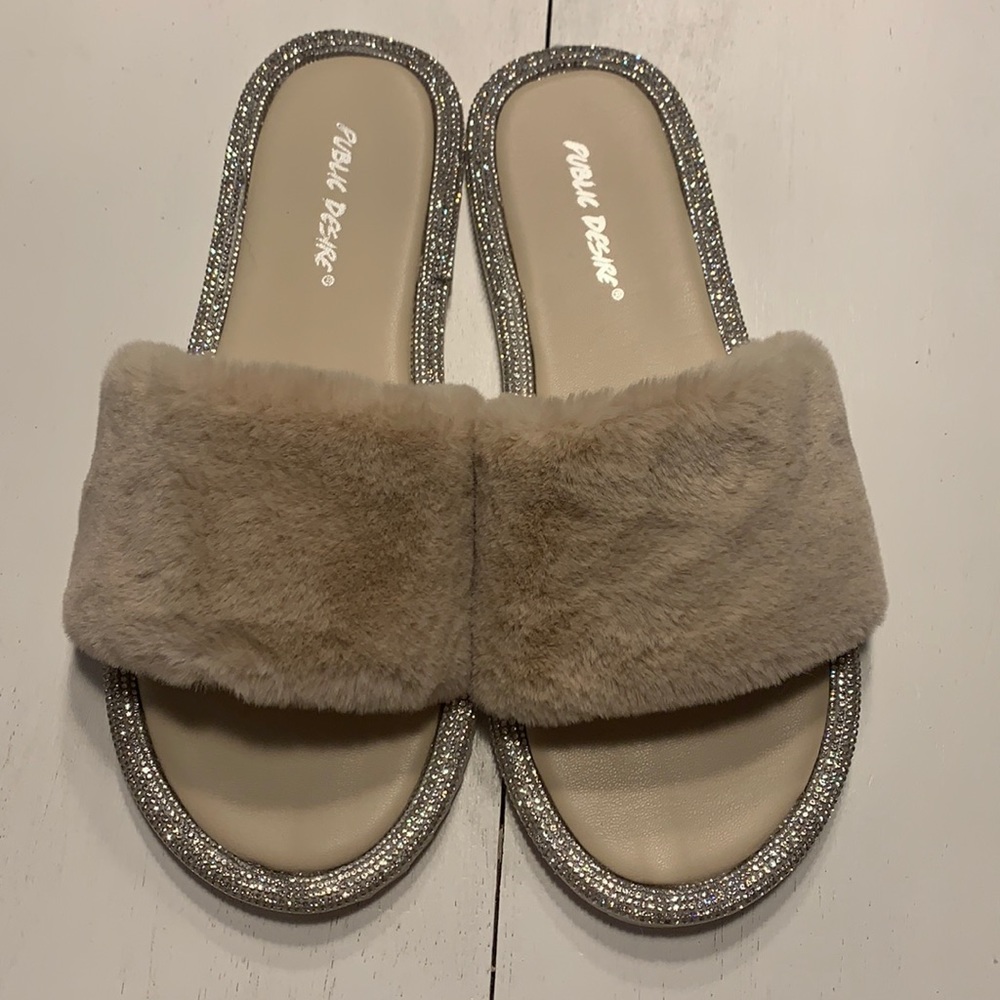 Public Desire nude slippers
